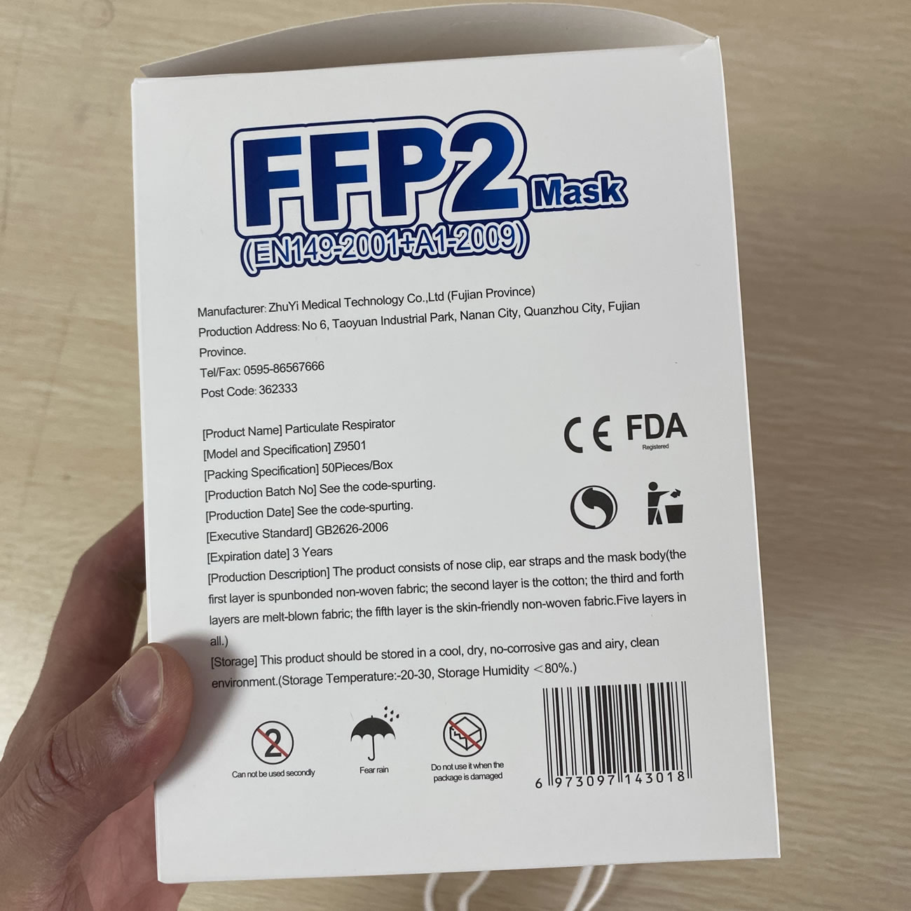 Ffp2 Mask Particulate Respirator 50pieces Box Model Z9501 (3) - newkick.vip