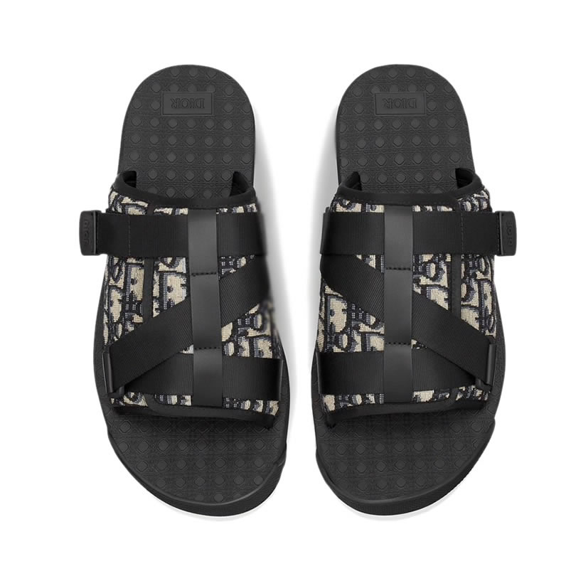 Dior Black Oblique Neoprene Sandals (4) - newkick.vip