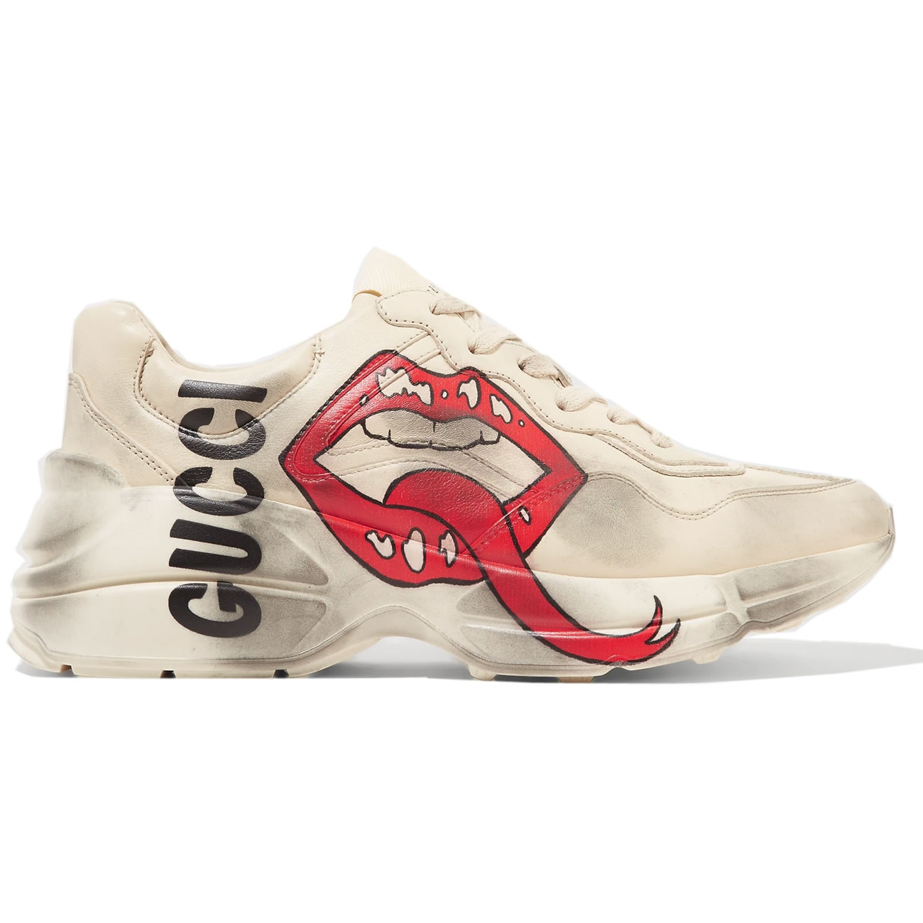 Gucci Rhyton Logo Print Leather Sneakers 1102221 (2) - newkick.vip