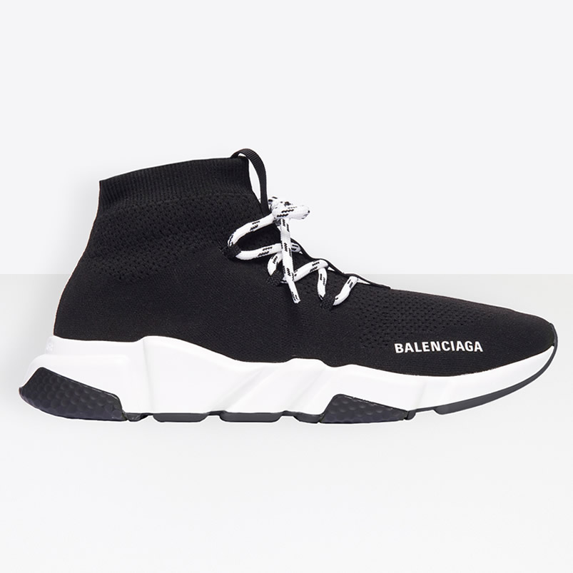 Balenciaga Speed Lace Up Sneaker Black White (1) - newkick.vip