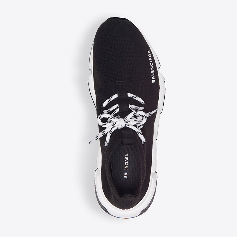 Balenciaga Speed Lace Up Sneaker Black White (4) - newkick.vip