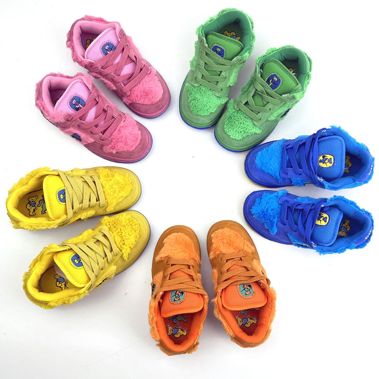 Kids Childrens Grateful Dead Bears Nike Sb Dunk Low Yellow Pink Orange Blue Green Release For Sale (1) - newkick.vip