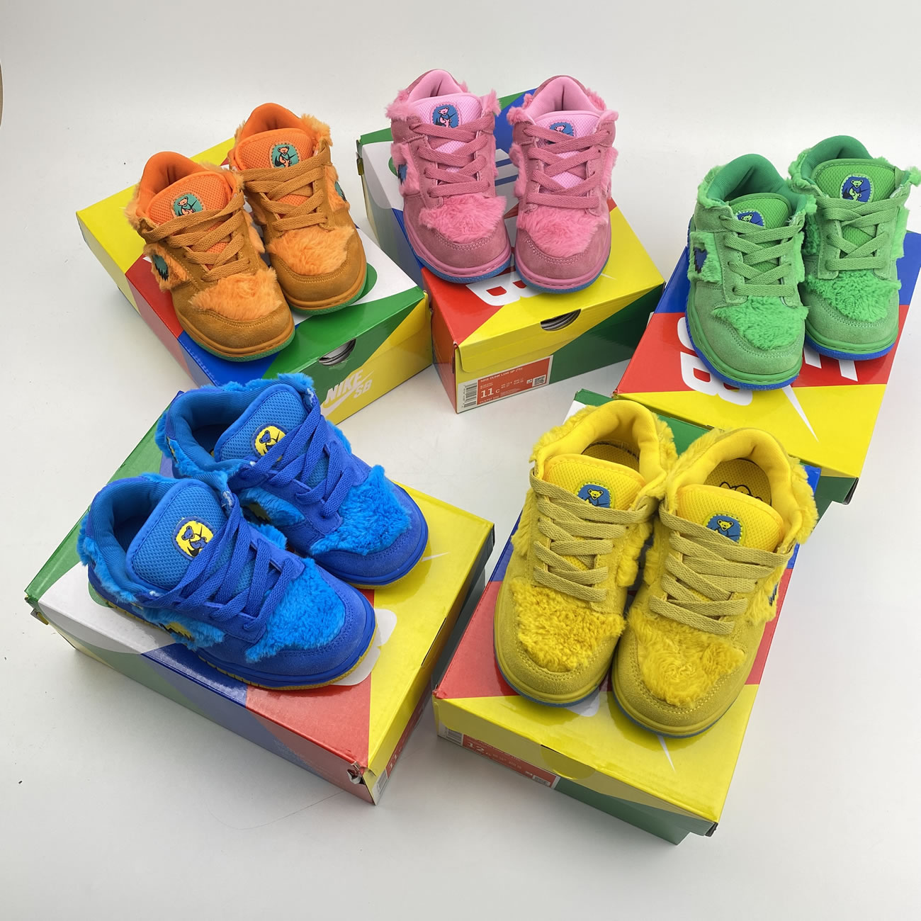 Kids Childrens Grateful Dead Bears Nike Sb Dunk Low Yellow Pink Orange Blue Green Release For Sale (2) - newkick.vip