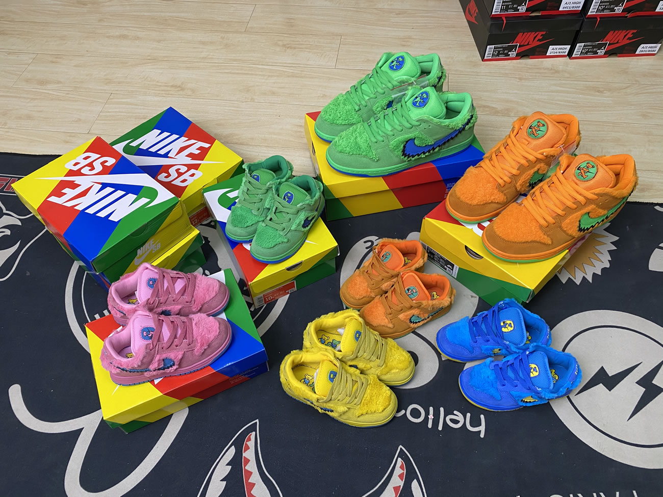 Kids Childrens Grateful Dead Bears Nike Sb Dunk Low Yellow Pink Orange Blue Green Release For Sale (3) - newkick.vip