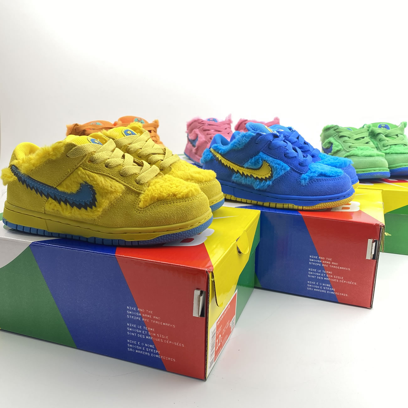 Kids Childrens Grateful Dead Bears Nike Sb Dunk Low Yellow Pink Orange Blue Green Release For Sale (4) - newkick.vip