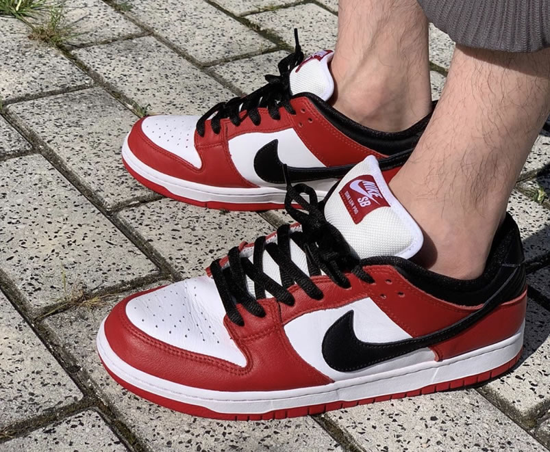 Nike Sb Dunk Low Pro Chicago Varsity Red Release Date On Feet Bq6817 600 (4) - newkick.vip