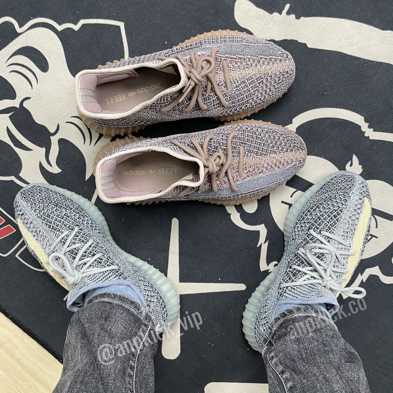 Adidas Yeezy Boost 350 V2 Ash Blue On Foot Gy7657 (1) - newkick.vip