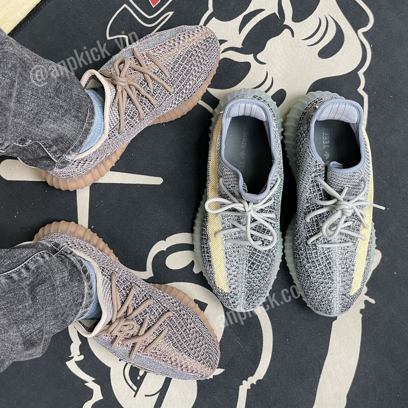 Adidas Yeezy Boost 350 V2 Ash Blue On Foot Gy7657 (2) - newkick.vip