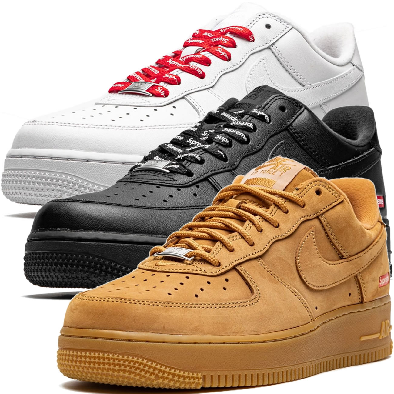 Air Force 1 Low Supreme White Cu9225 100 Black Cu9225 001 Wheat Dn1555 200 - newkick.vip