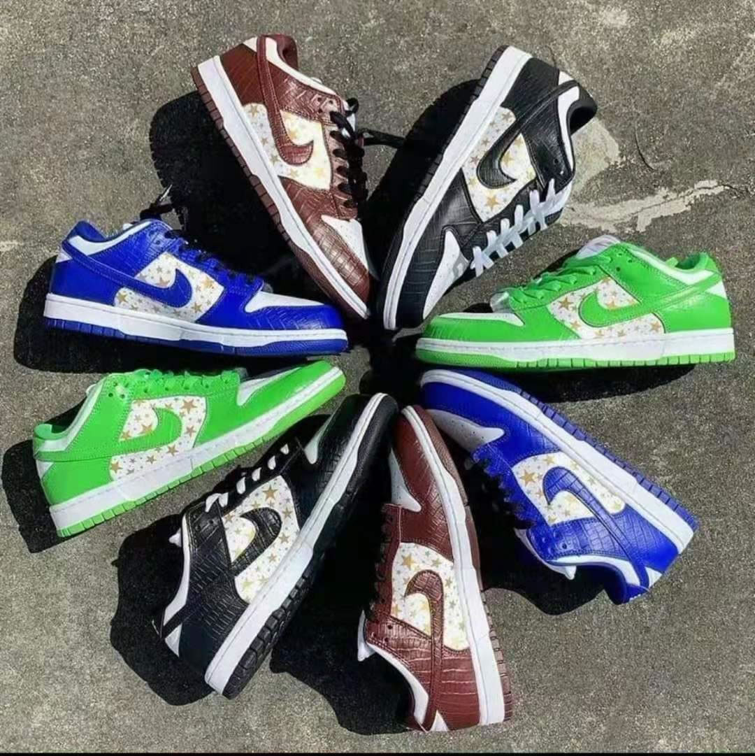 Supreme Nike Sb Dunk Low Black Mean Green Hyper Blue Barkroot Brown Anpkick - newkick.vip