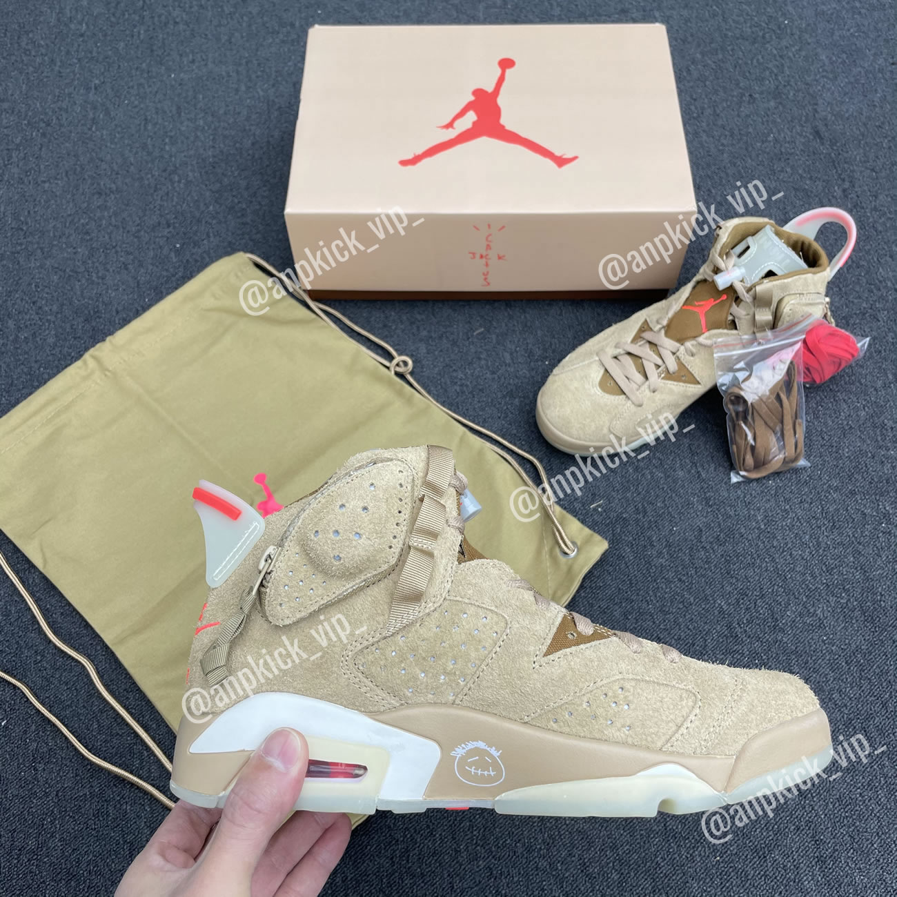 Anpkick Travis Scott Air Jordan 6 Retro British Khaki Dh0690 200 (3) - newkick.vip