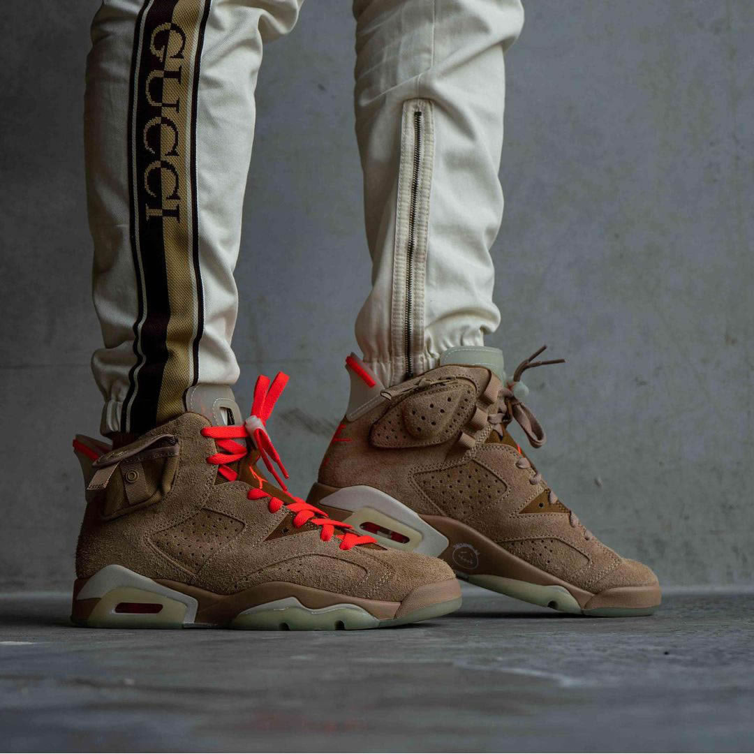 Travis Scott Air Jordan 6 Retro British Khaki On Feet Dh0690 200 (2) - newkick.vip