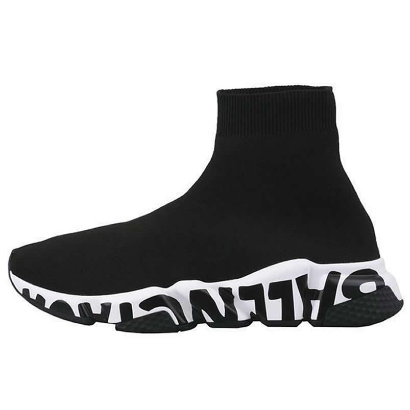 Balenciaga Shoes Like Socks High Top Speed Runners Black White 605972w05ge1015 (1) - newkick.vip