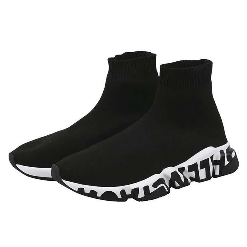 Balenciaga Shoes Like Socks High Top Speed Runners Black White 605972w05ge1015 (4) - newkick.vip