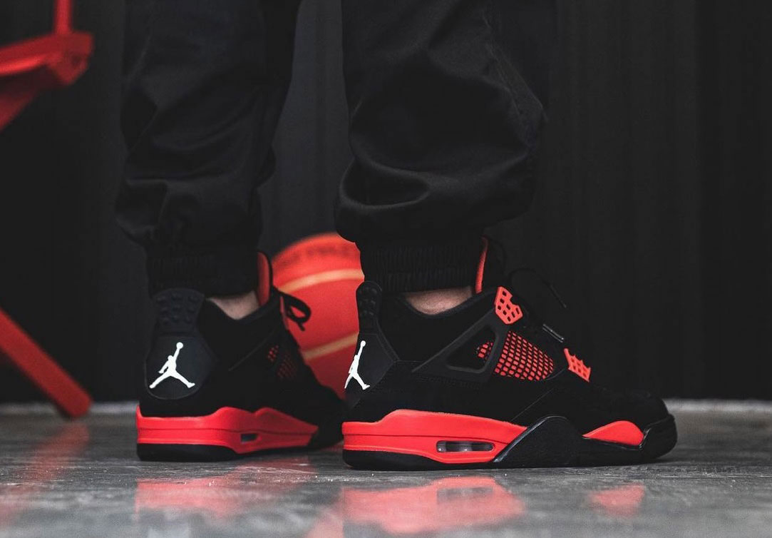 Air Jordan 4 Red Thunder Black White Red Ct8527 016 On Feet (7) - newkick.vip