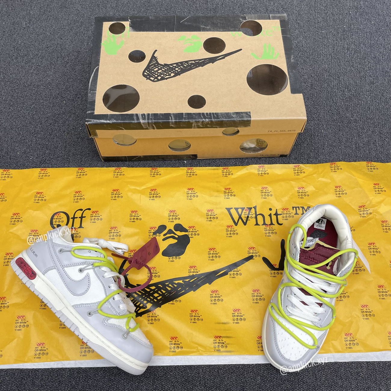 Off White Nike Sb Dunk Low The 08 Of 50 Grey White Yellow Dm1602 106 08 (1) - newkick.vip