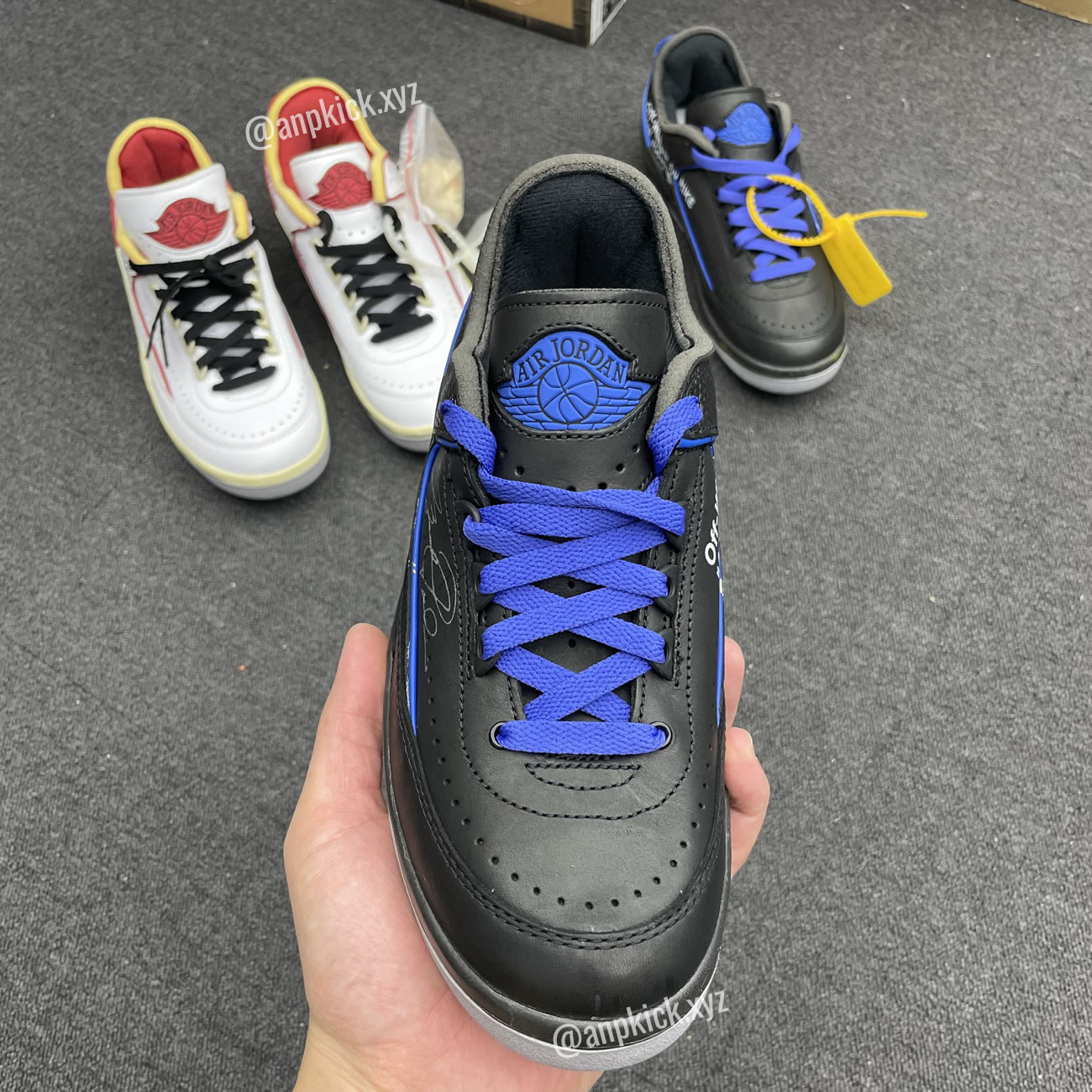 Off White Air Jordan 2 Low Black Blue (2) - newkick.vip