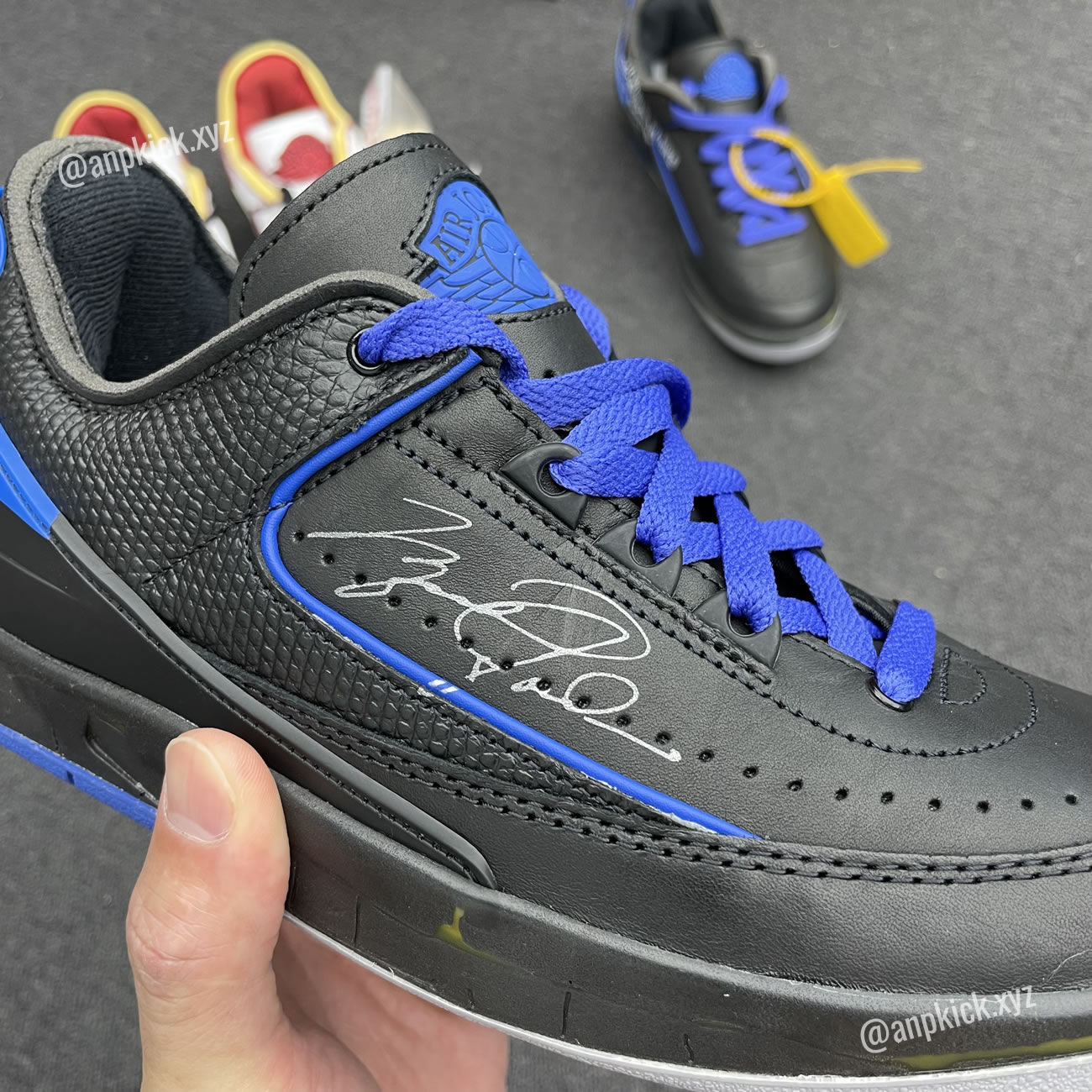 Off White Air Jordan 2 Low Black Blue (4) - newkick.vip