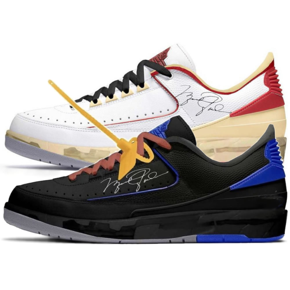 Off White Air Jordan 2 Low White Red Black Blue (1) - newkick.vip