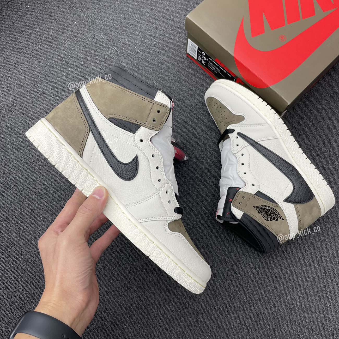 Travis Scott Air Jordan 1 High Og Sp White Brown Black Fragment Anpkick Custom Making (2) - newkick.vip