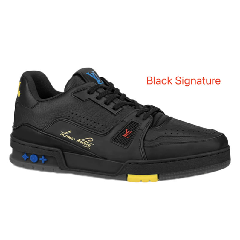 New L V Trainer Sneaker Shoes Black Signature (1) - newkick.vip