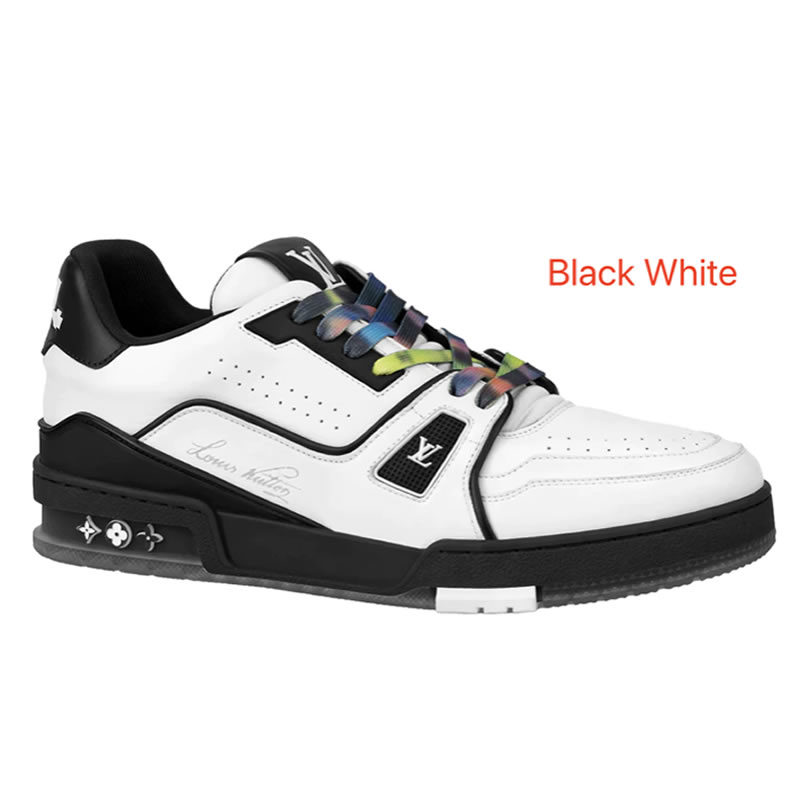 New L V Trainer Sneaker Shoes Black White (1) - newkick.vip