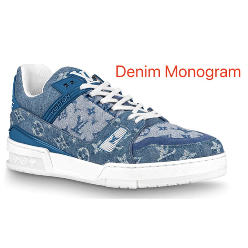 New L V Trainer Sneaker Shoes Denim Monogram (1) - newkick.vip