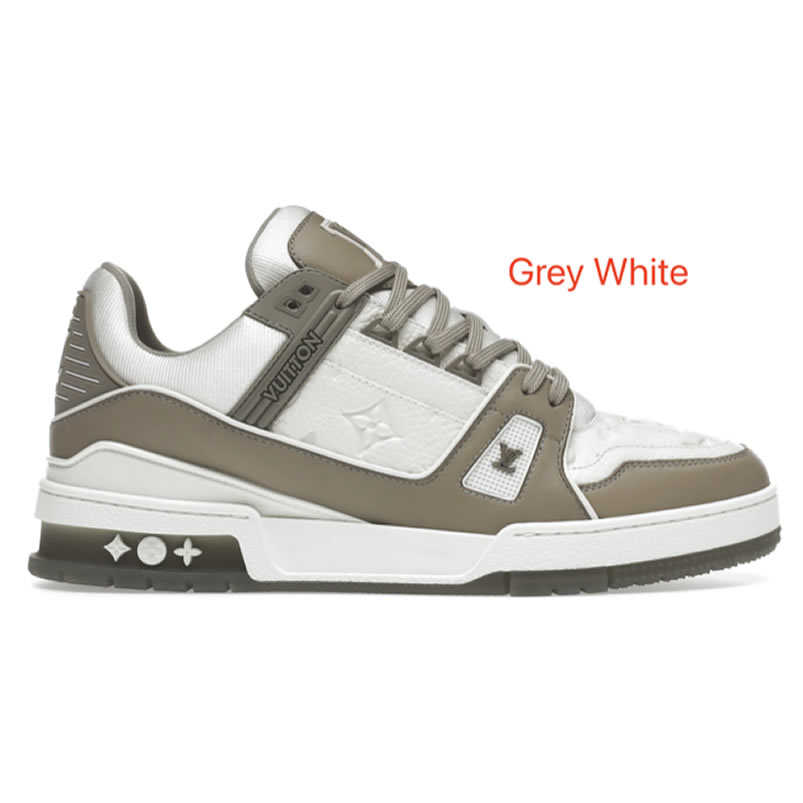 New L V Trainer Sneaker Shoes Grey White (1) - newkick.vip