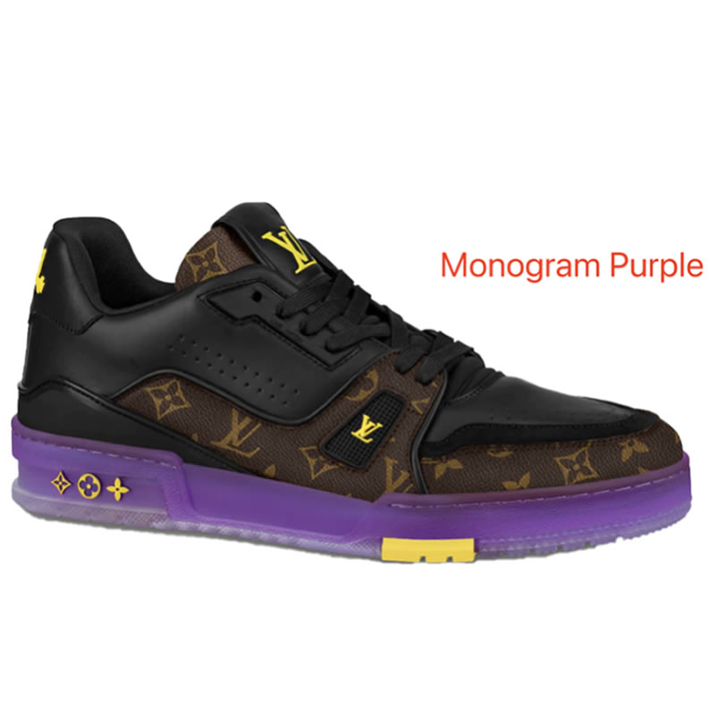 New L V Trainer Sneaker Shoes Monogram Purple (1) - newkick.vip