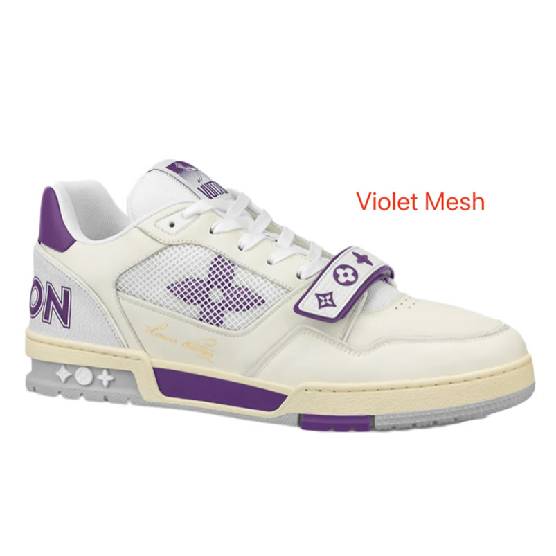 New L V Trainer Sneaker Shoes Violet Mesh (1) - newkick.vip