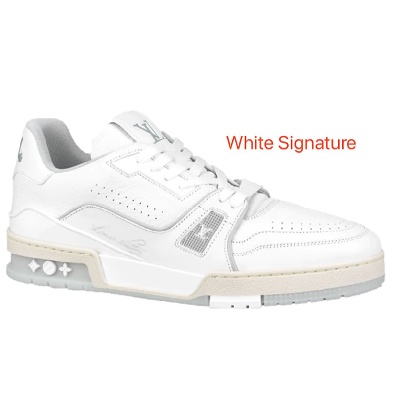 New L V Trainer Sneaker Shoes White Signature (1) - newkick.vip