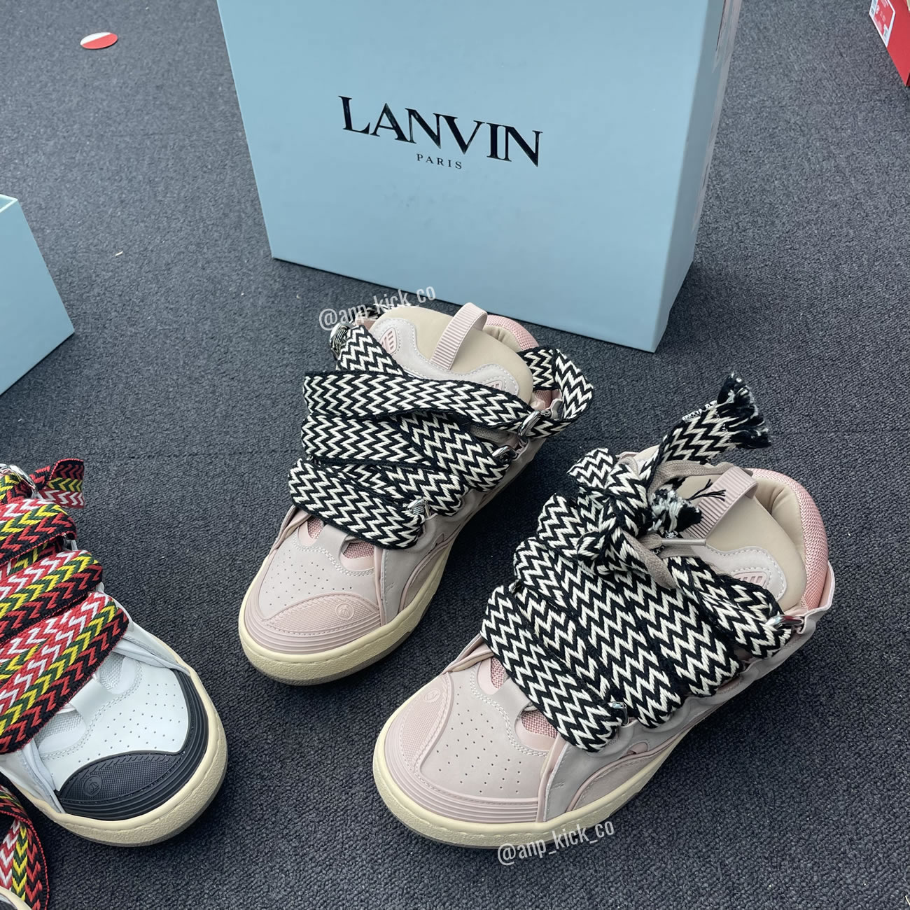 L A N V I N Leather Curb Sneakers Pink Anpkick Drag A2051 (1) - newkick.vip