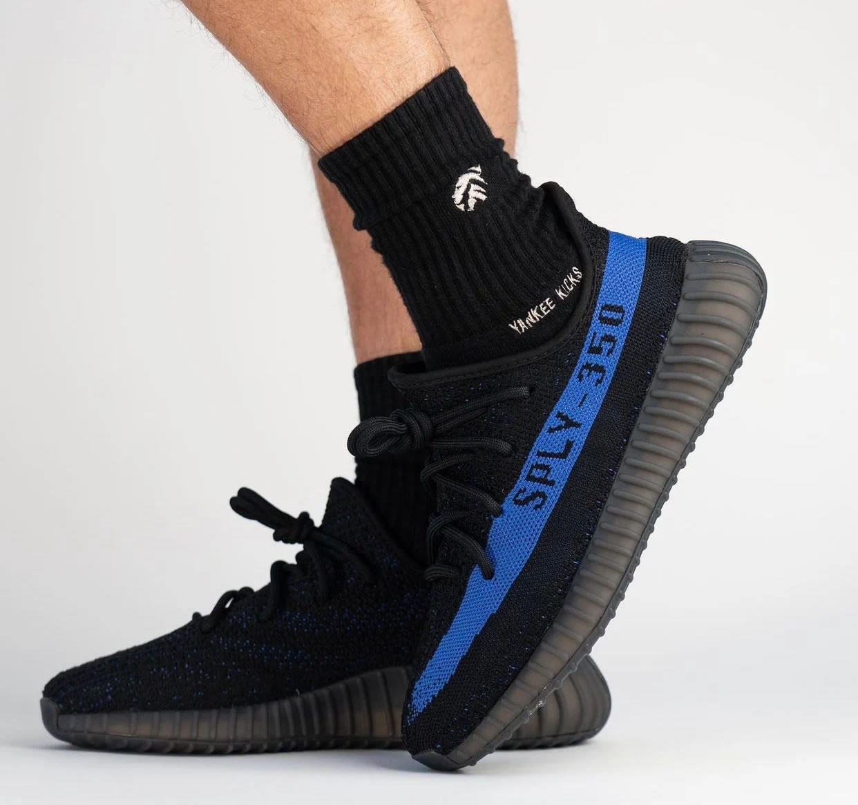 Adidas Yeezy Boost 350 V2 Dazzling Blue Gy7164 On Feet 3 - newkick.vip