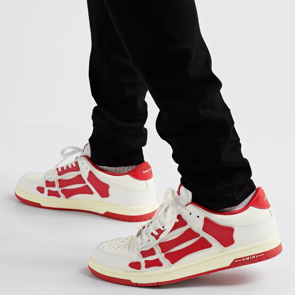 A M I R I Skel Top Low Leather Sneakers Red Mfs003 124 On Feet (6) - newkick.vip