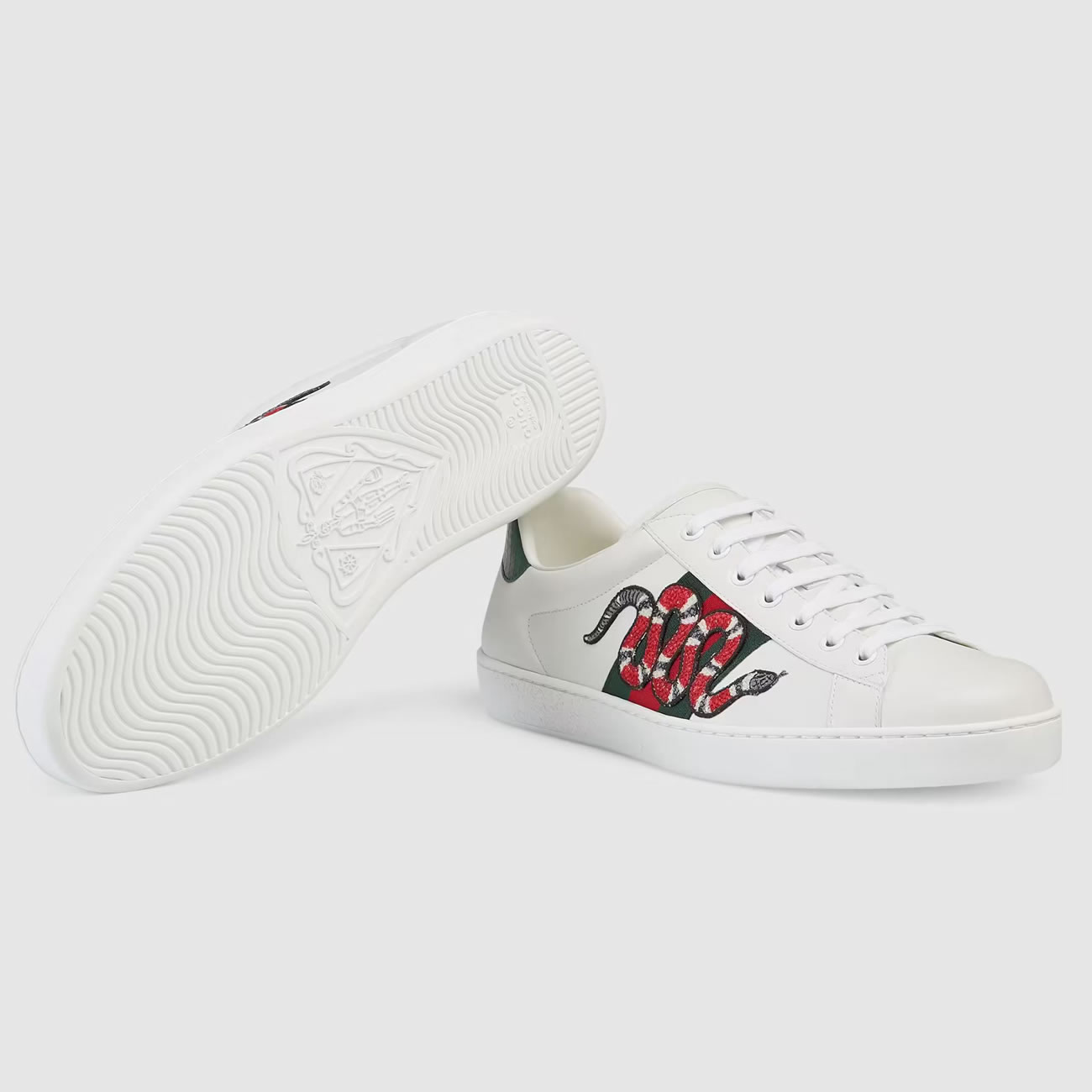 G U C C I Gg White Embroidered Ace Sneaker For Mens Womens (3) - newkick.vip