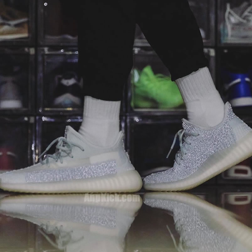 Adidas Yeezy Boost 350 V2 Cloud White On Feet Reflective Release Date Fw5317 (1) - newkick.vip