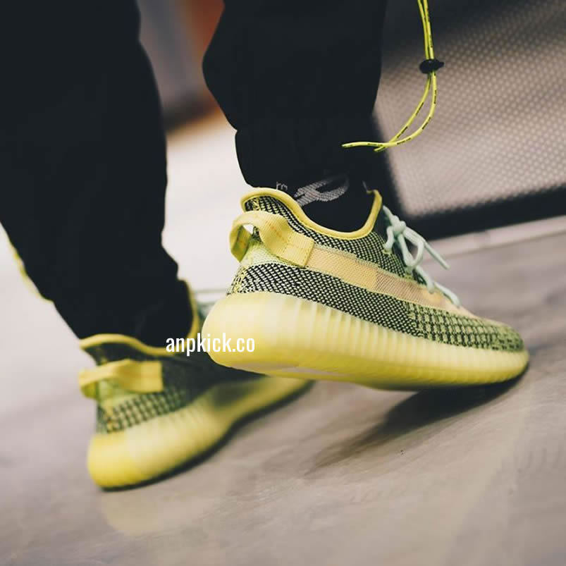 Adidas Yeezy Boost 350 V2 Yeezreel Reflective Green Black On Feet Release Date Fw4130 (2) - newkick.vip