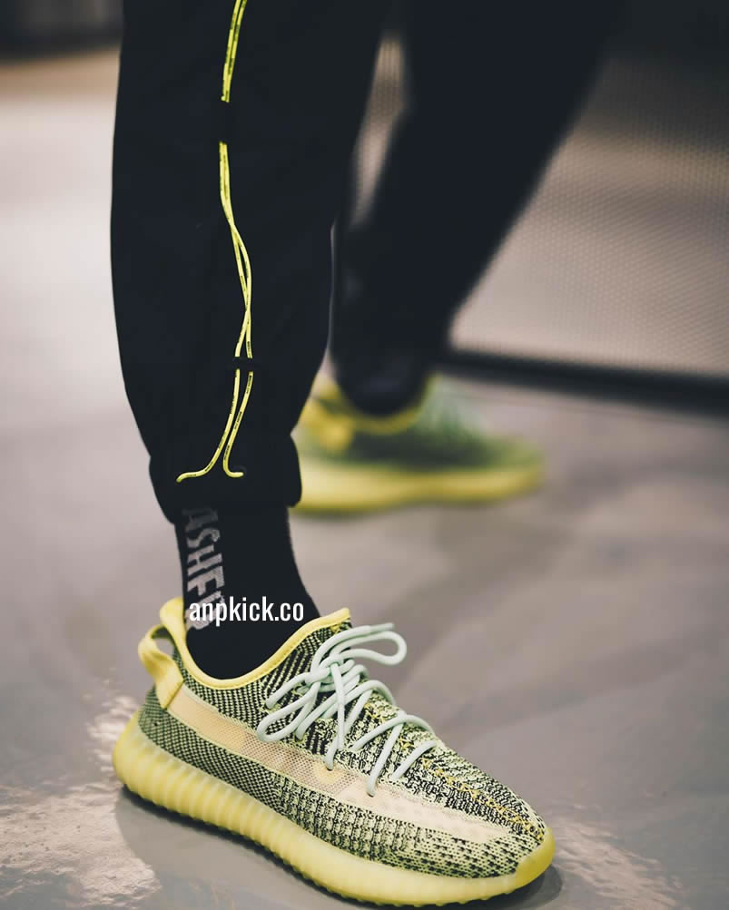 Adidas Yeezy Boost 350 V2 Yeezreel Reflective Green Black On Feet Release Date Fw4130 (6) - newkick.vip