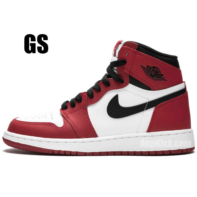 air jordan 1 retro high og 'chicago' red black white gs/womens size 575441-101