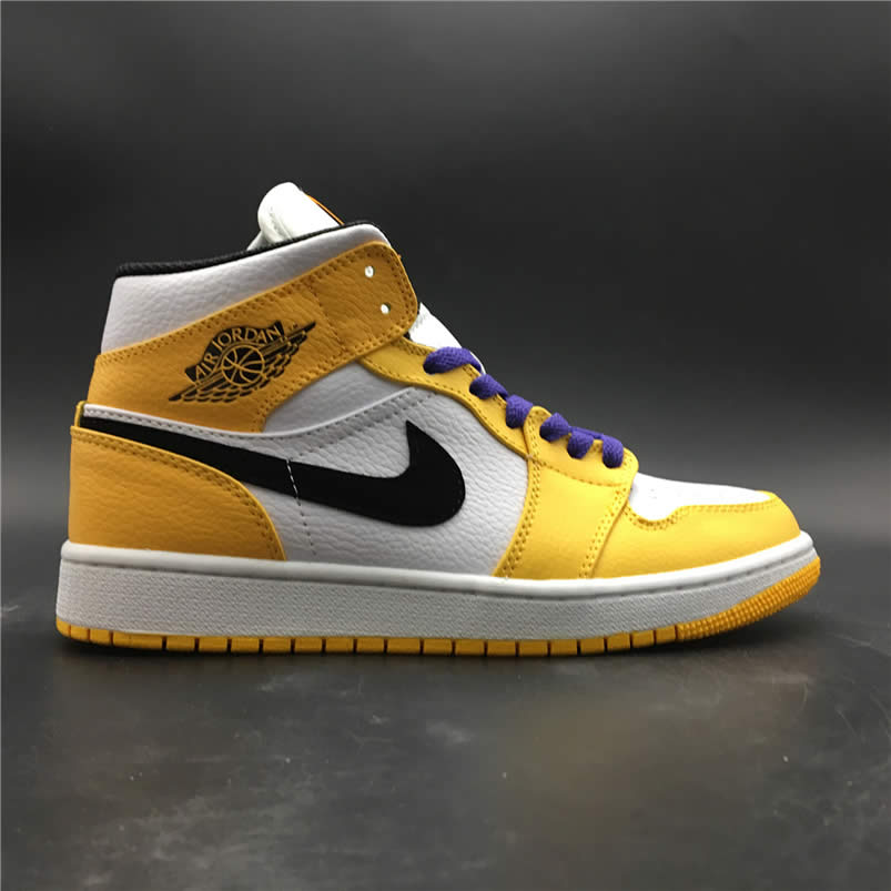 Air Jordan 1 Mid 2019 Lakers Yellow Purple For Sale Release Date 852542 700 (1) - newkick.vip