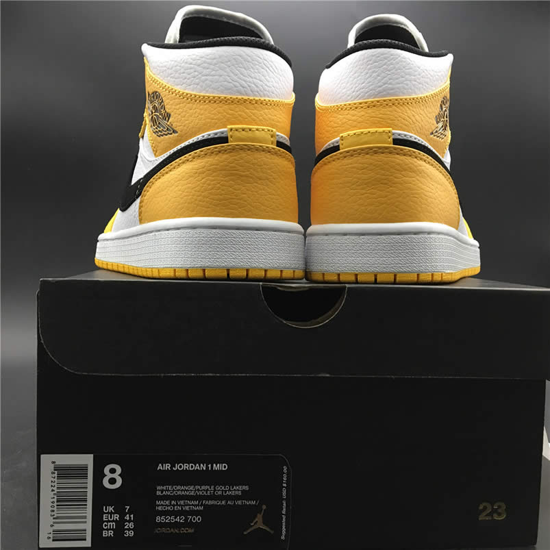 Air Jordan 1 Mid 2019 Lakers Yellow Purple For Sale Release Date 852542 700 (12) - newkick.vip