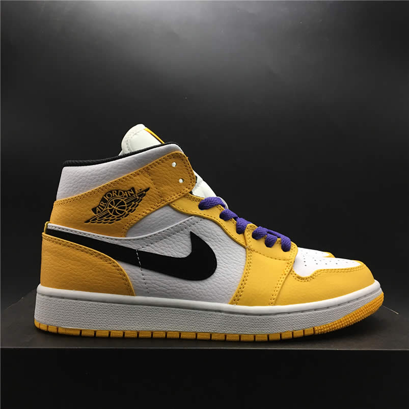 Air Jordan 1 Mid 2019 Lakers Yellow Purple For Sale Release Date 852542 700 (13) - newkick.vip