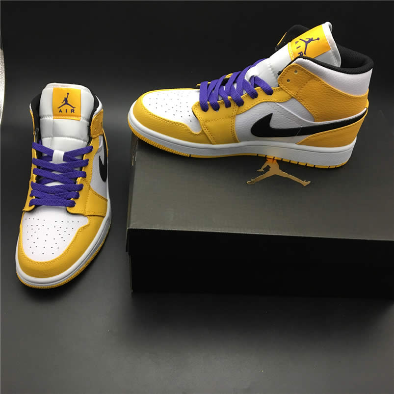 Air Jordan 1 Mid 2019 Lakers Yellow Purple For Sale Release Date 852542 700 (15) - newkick.vip