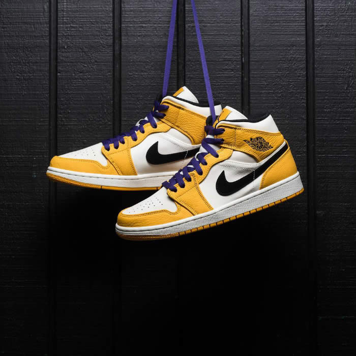 Air Jordan 1 Mid 2019 Lakers Yellow Purple For Sale Release Date 852542 700 (17) - newkick.vip