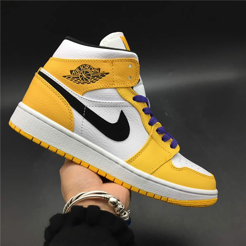 Air Jordan 1 Mid 2019 Lakers Yellow Purple For Sale Release Date 852542 700 (2) - newkick.vip