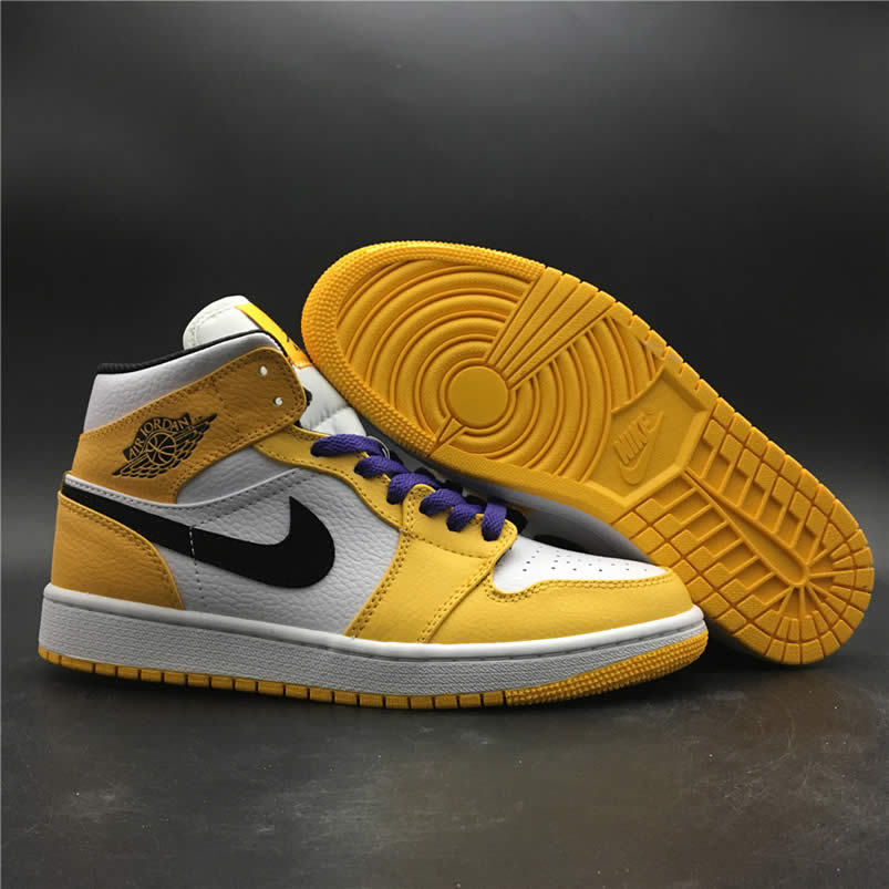 Air Jordan 1 Mid 2019 Lakers Yellow Purple For Sale Release Date 852542 700 (8) - newkick.vip