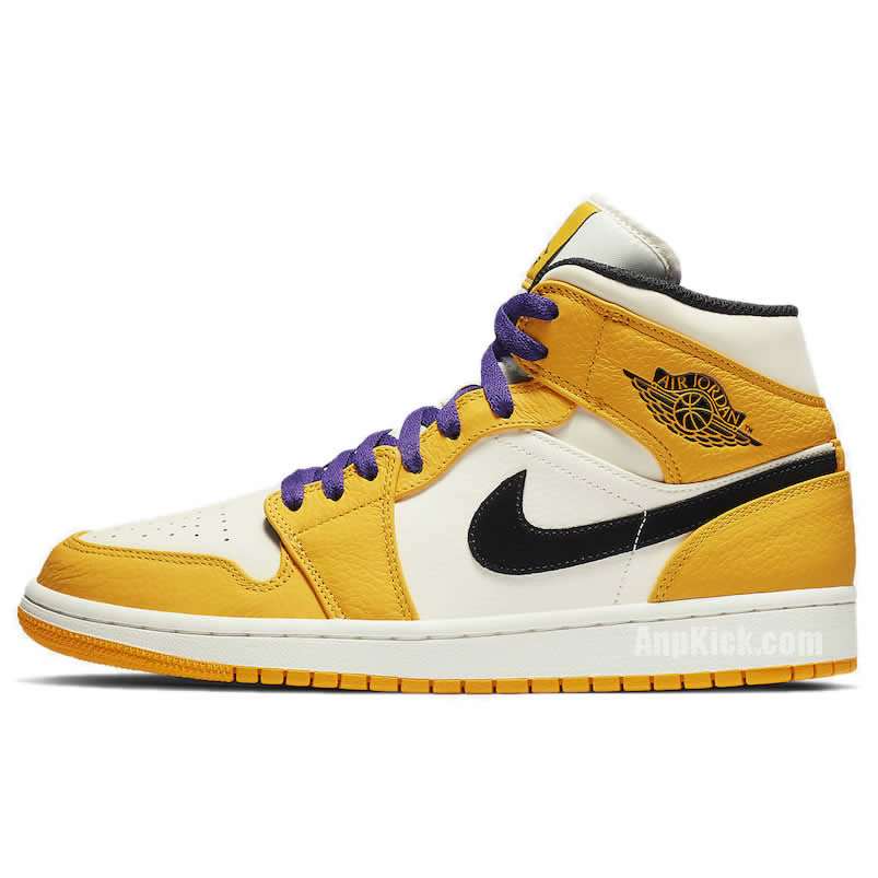 Air Jordan 1 Mid 2019 Lakers Yellow Purple Release Date 852542 700 (1) - newkick.vip