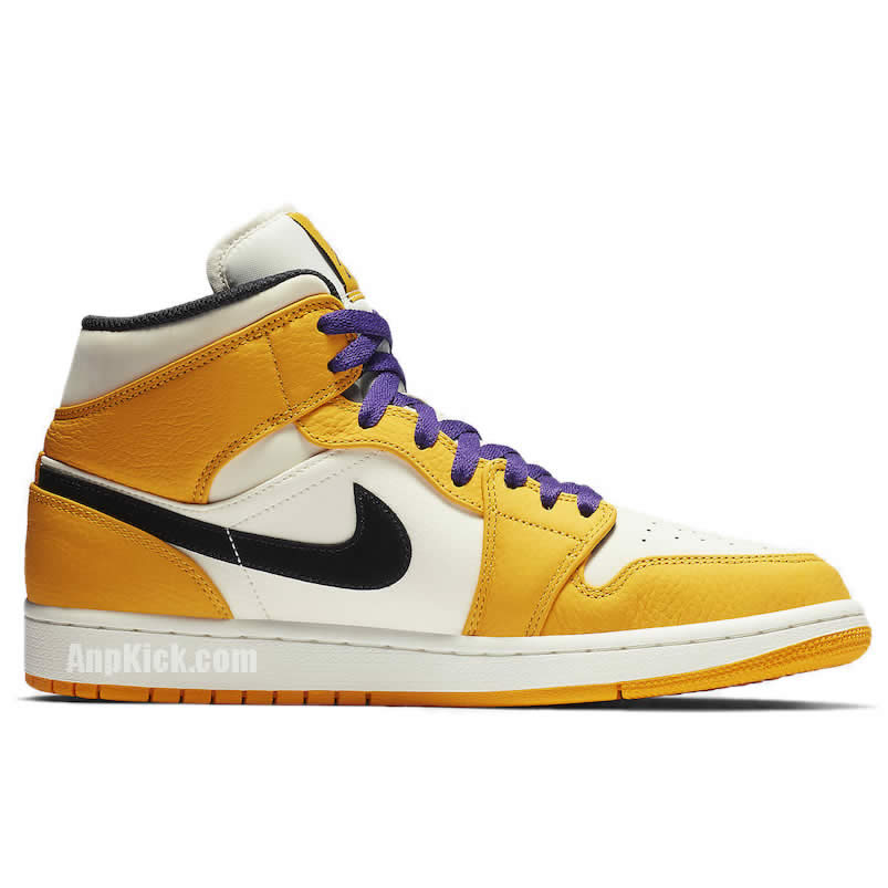 Air Jordan 1 Mid 2019 Lakers Yellow Purple Release Date 852542 700 (2) - newkick.vip