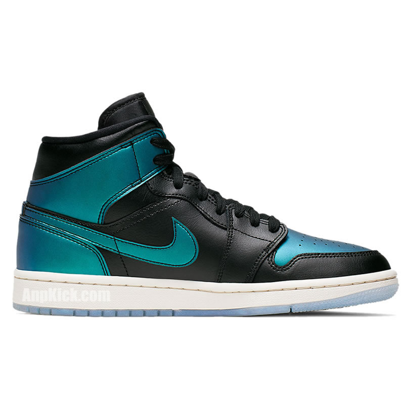 Air Jordan 1 Mid Black Iridescent Mens Gs Aj1 Shoes Bq6472 009 (2) - newkick.vip