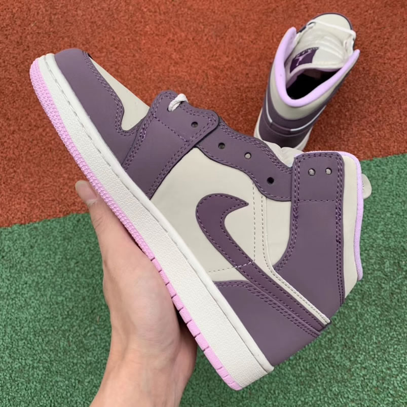 Air Jordan 1 Mid GS 'Pro Purple / Desert Sand' Shoes For Women 555112-500 Pics